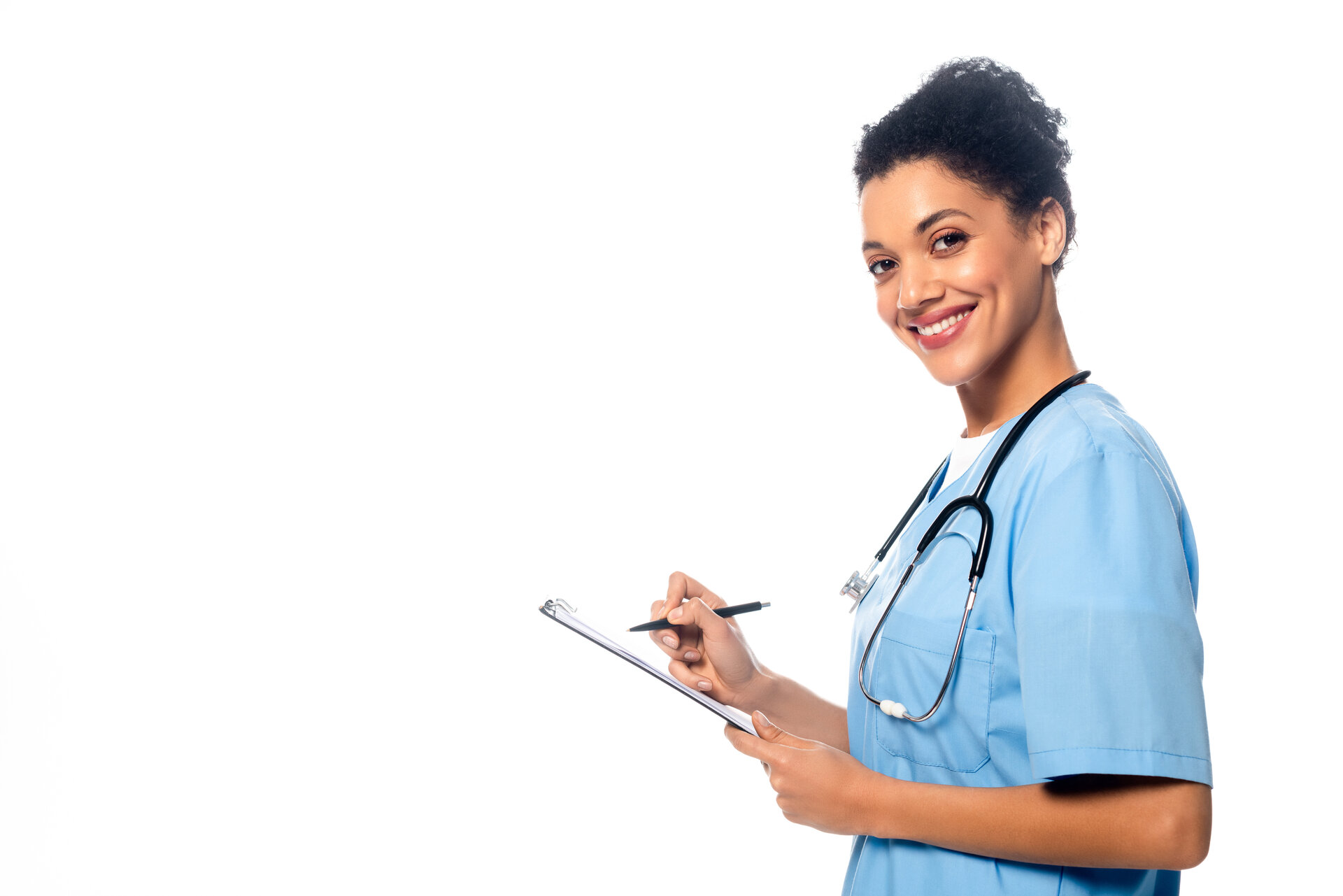 Nurse conducting care plan assessment